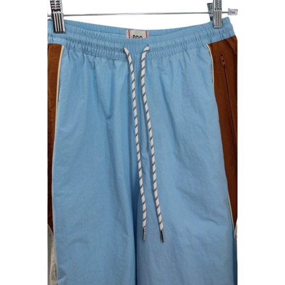 NEW BDG Adrienne Wide Leg Track Pants M Nylon Color Block Blue Tan White - Picture 10 of 11